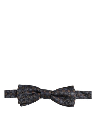 Men Dark Gray Geometric Adjustable Neck Bow Tie