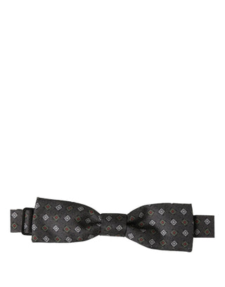 Men Dark Gray Geometric Adjustable Bow Tie