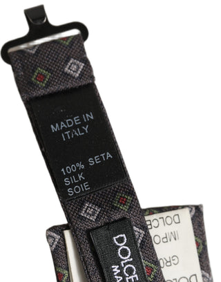 Men Dark Gray Geometric Adjustable Bow Tie
