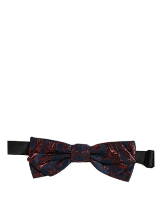 Men Blue Red Paisley Adjustable Neck Papillon Bow Tie