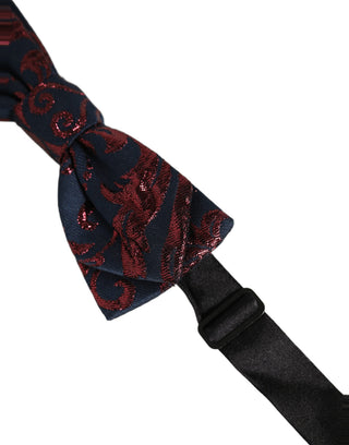 Men Blue Red Paisley Adjustable Neck Papillon Bow Tie