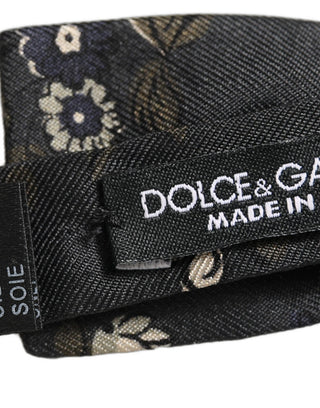 Men Black Floral Silk Adjustable Neck Papillon Bow Tie
