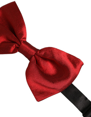 Men Black Red Silk Adjustable Neck Papillon Bow Tie