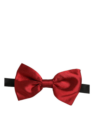 Men Black Red Silk Adjustable Neck Papillon Bow Tie