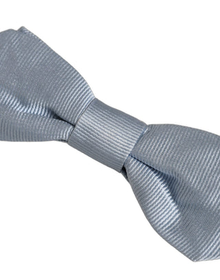 Men Light Blue Silk Adjustable Neck Papillon Bow Tie
