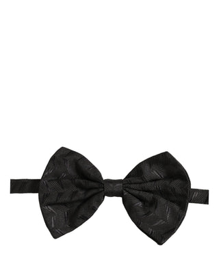 Men Black Patterned Adjustable Neck Papillon Bow Tie