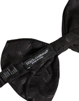 Men Black Patterned Adjustable Neck Papillon Bow Tie