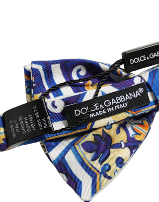 Men Multicolor Majolica Adjustable Neck Papillon Bow Tie