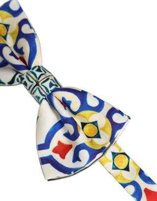 Men Multicolor Majolica Adjustable Neck Papillon Bow Tie