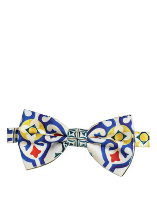 Men Multicolor Majolica Adjustable Neck Papillon Bow Tie
