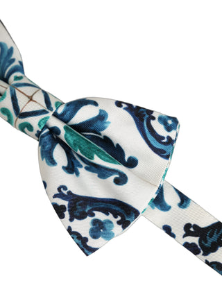 Men White Sicilian Silk Adjustable Neck Papillon Bow Tie