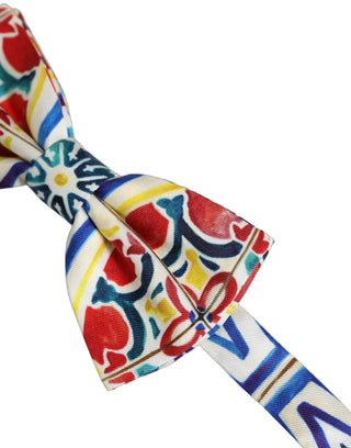 Men Multicolor Majolica Adjustable Neck Papillon Bow Tie