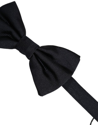 Men Dark Blue 100% Silk Adjustable Neck Papillon Bow Tie