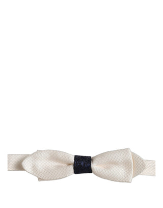 Men White 100% Silk Adjustable Neck Papillon Bow Tie