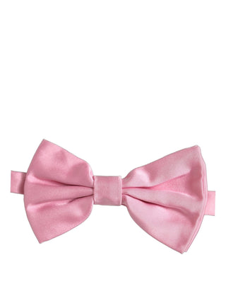 Men Pink 100% Silk Adjustable Neck Papillon Bow Tie