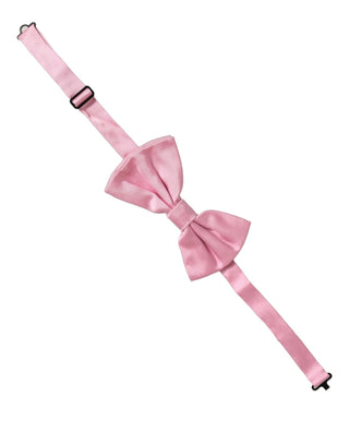 Men Pink 100% Silk Adjustable Neck Papillon Bow Tie