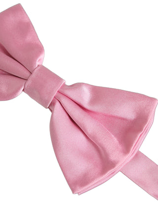 Men Pink 100% Silk Adjustable Neck Papillon Bow Tie