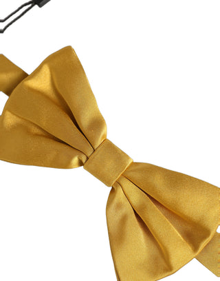 Men Yellow 100% Silk Adjustable Neck Papillon Bow Tie