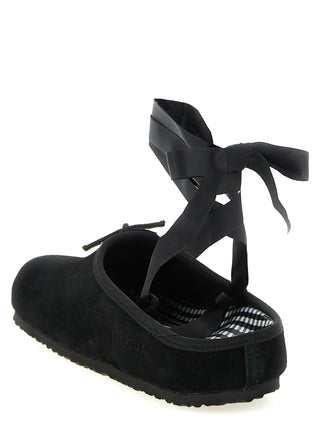 Black Suede Leather Ballet Flats