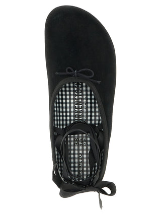 Black Suede Leather Ballet Flats