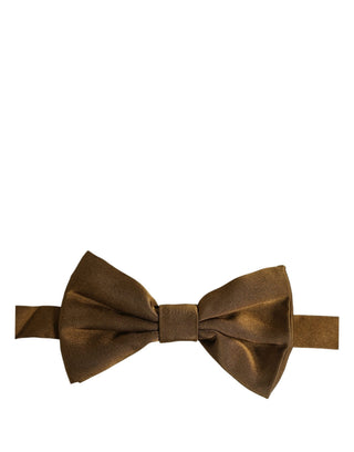 Men Brown 100% Silk Adjustable Neck Papillon Bow Tie