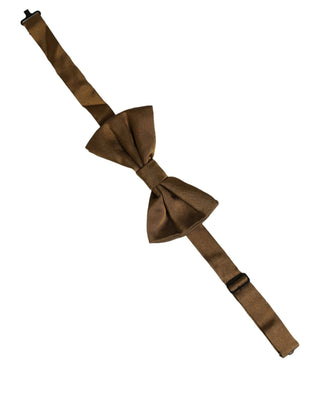 Men Brown 100% Silk Adjustable Neck Papillon Bow Tie