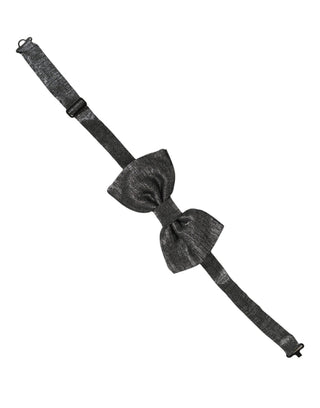 Men Metallic Dark Gray Silk Adjustable Neck Papillon Bow Tie