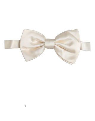 Men White 100% Silk Adjustable Neck Papillon Bow Tie