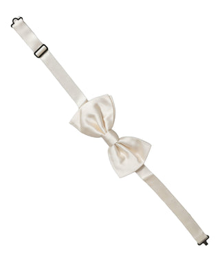 Men White 100% Silk Adjustable Neck Papillon Bow Tie