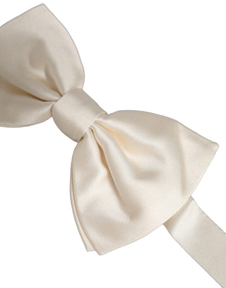 Men White 100% Silk Adjustable Neck Papillon Bow Tie
