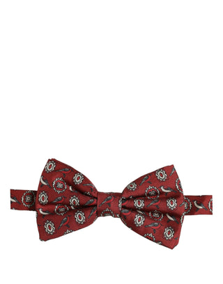 Men Bordeaux Floral Adjustable Neck Papillon Bow Tie