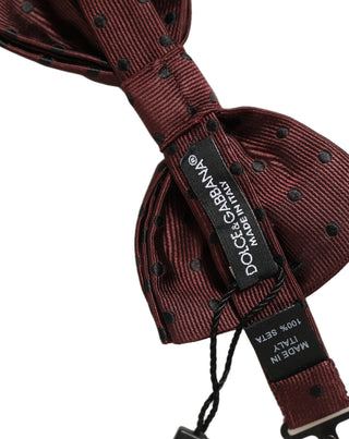 Burgundy Polka Dot Silk Adjustable Neck Papillon Bow Tie