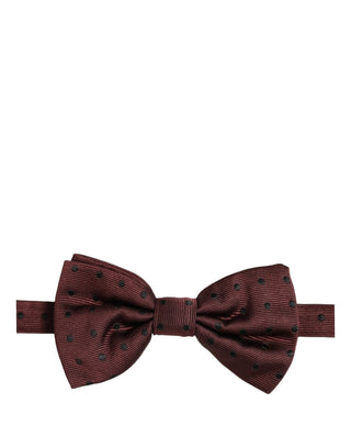 Burgundy Polka Dot Silk Adjustable Neck Papillon Bow Tie