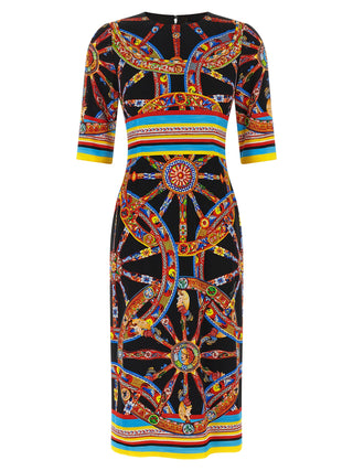 Multicolor Silk Midi Dress