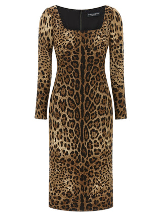 Brown Viscose Midi Dress