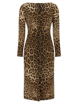 Brown Viscose Midi Dress