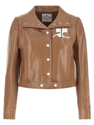 Brown Cotton Full-Length Jacket