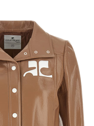 Brown Cotton Full-Length Jacket