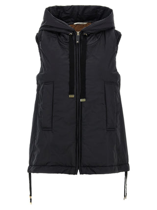Black Polyester Sleeveless Jacket