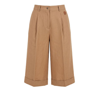 Beige Viscose Women Shorts