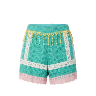 Green Cotton Women Shorts