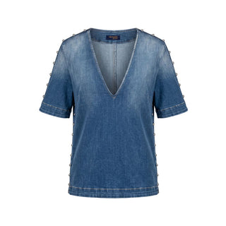 Blue Cotton Women Shirt