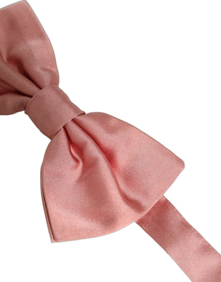 Men Light Pink 100% Silk Adjustable Neck Papillon Bow Tie
