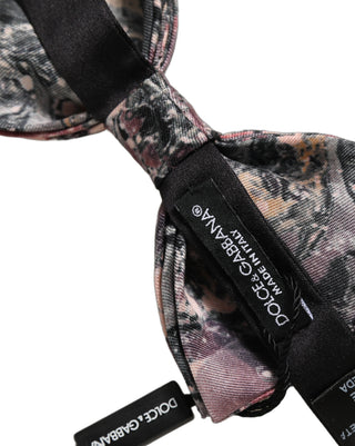Multicolor Marble Silk Adjustable Neck Papillon Bow Tie