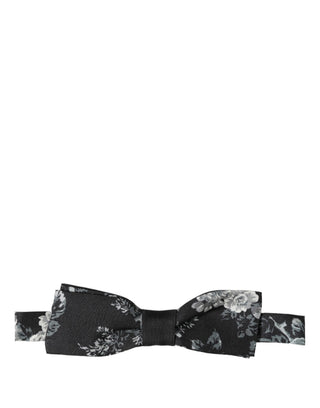 Black Floral Silk Adjustable Neck Men Papillon Bow Tie