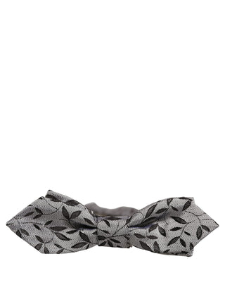 Men Gray Abstract Silk Adjustable Neck Papillon Bow Tie