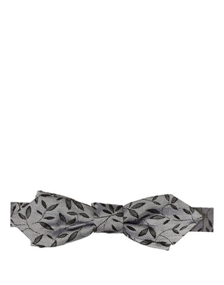 Men Gray Abstract Silk Adjustable Neck Papillon Bow Tie