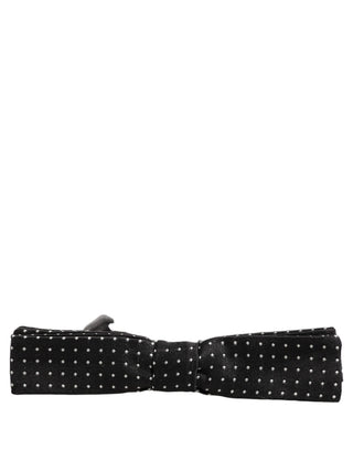 Black White Polka Dot Adjustable Neck Papillon Bow Tie