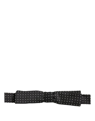 Black White Polka Dot Adjustable Neck Papillon Bow Tie