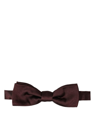 Men Brown 100% Silk Adjustable Neck Papillon Bow Tie